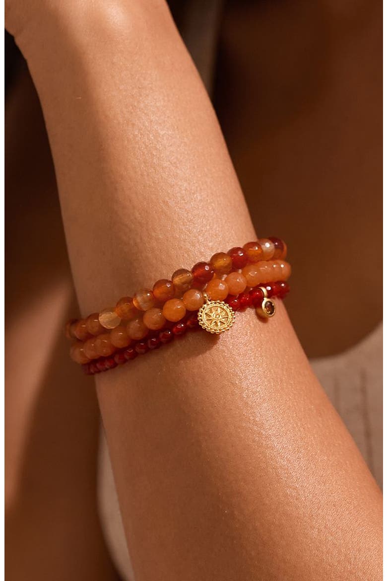 Manifest Protection Gemstone Bracelet Set, Alternate, color, Orange