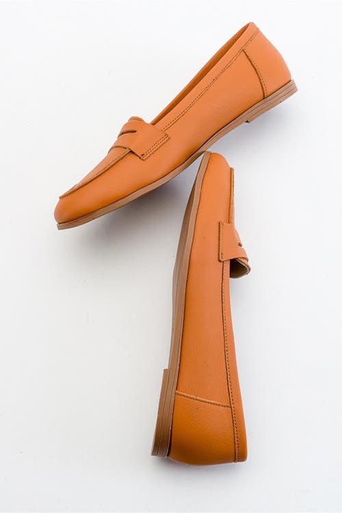 Forever & Always Shoes Dorothy Leather Loafer In Orange Leather