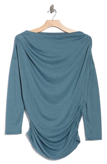 Renee C Off-the-shoulder Knit Top In Blue