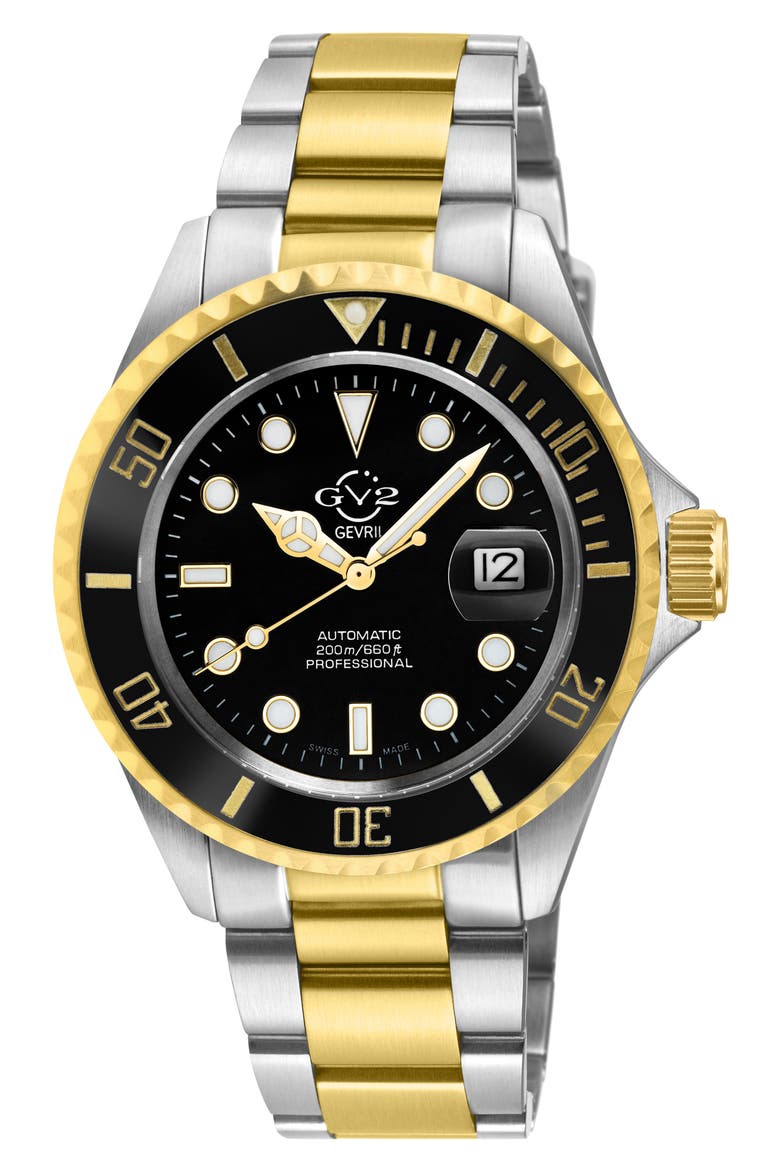 Liguria Two-Tone Swiss Automatic Bracelet Watch, 42mm, Main, color, SILVER/ YELLOW GOLD