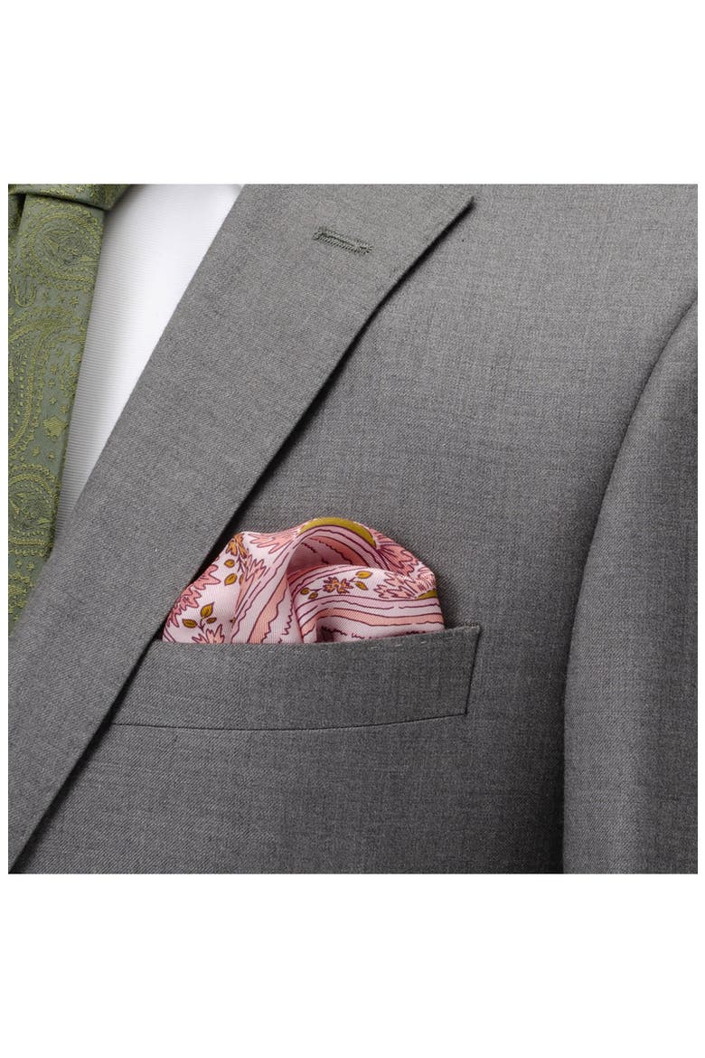 Floral Paisley Silk Blend Pocket Square, Alternate, color, PINK