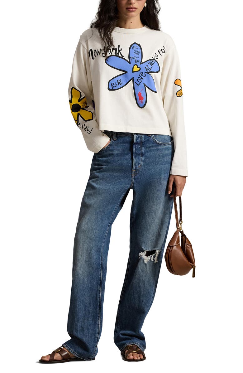 Polo Ralph Lauren Floral Long Sleeve Graphic T-Shirt, Alternate, color, Nevis