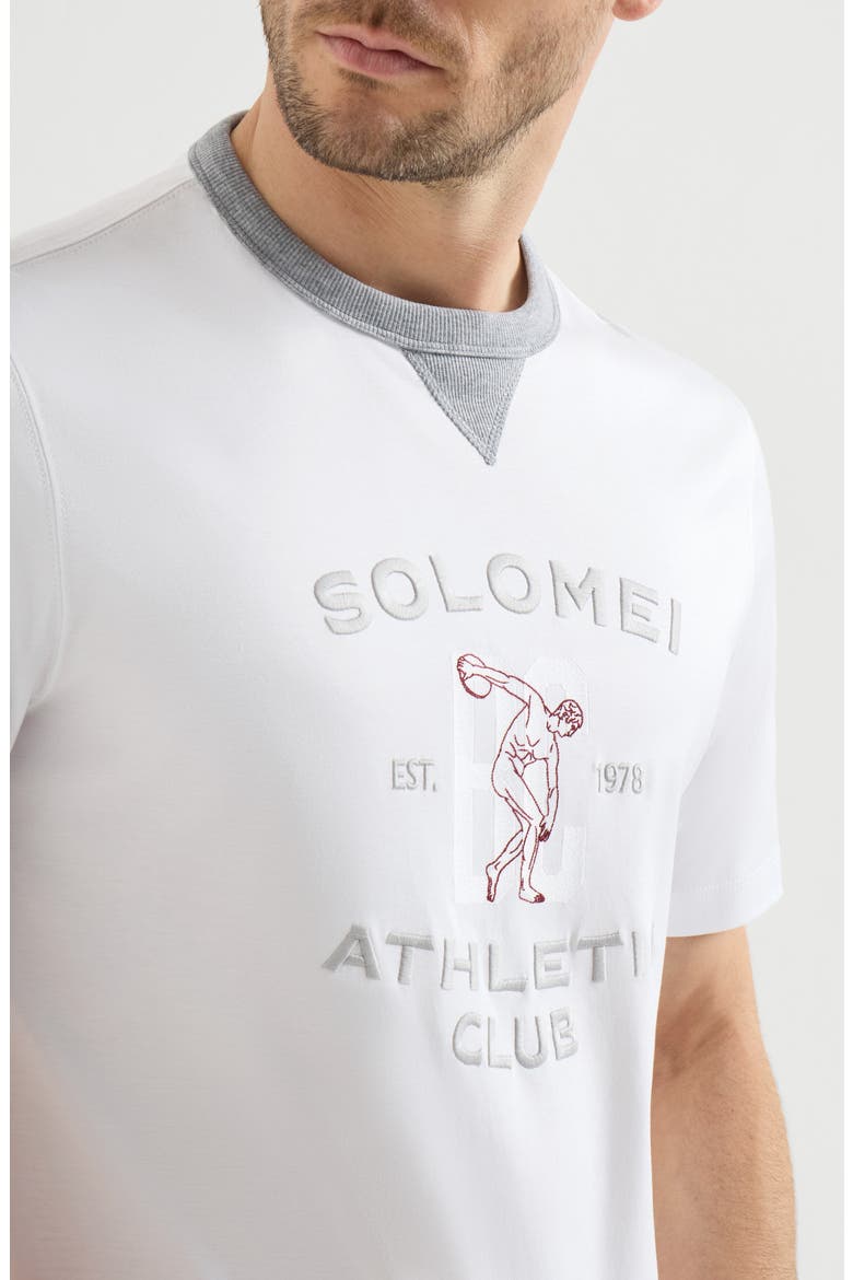 Cotton jersey crew neck T-shirt with print, Alternate, color, White