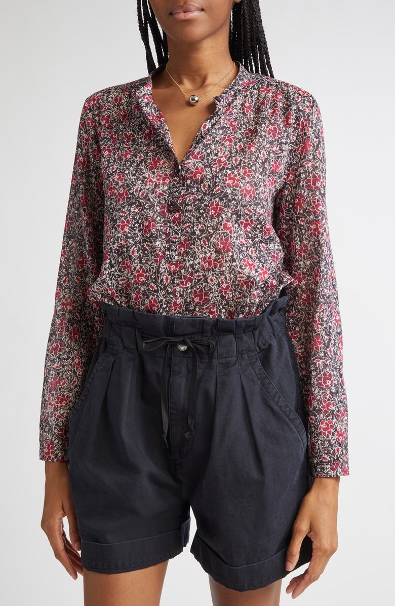 Isabel Marant Étoile Maria Floral Cotton Top, Alternate, color, Crushed Berry
