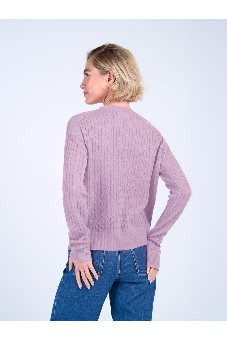 Cable Cashmere Blend Crew Neck Sweater, Alternate, color, Chalk Mauve