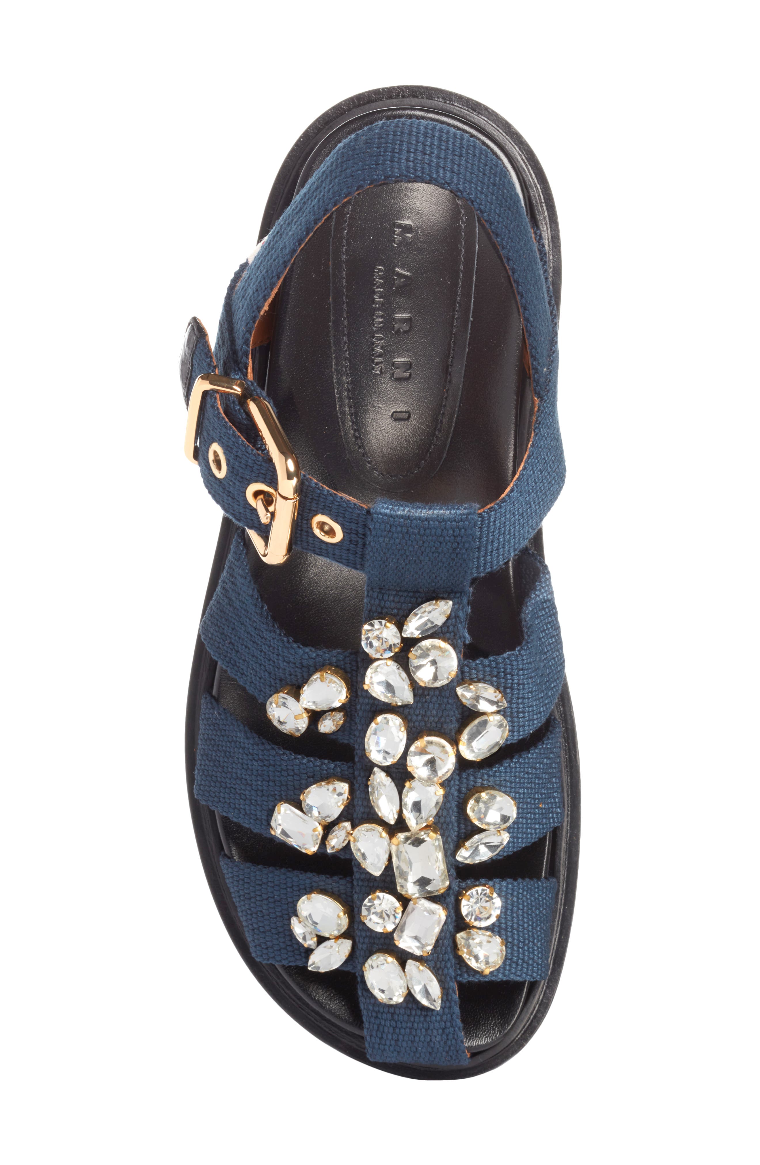 Fussbett Crystal Embellished Fisherman Sandal, Alternate, color, BLUE BLACK