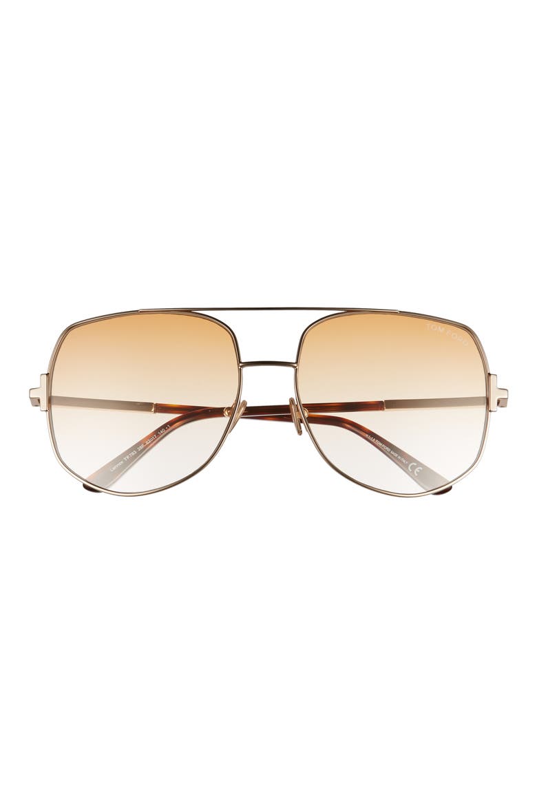 Lennox 62mm Oversize Aviator Sunglasses, Main, color, ROSE GOLD/ GOLD