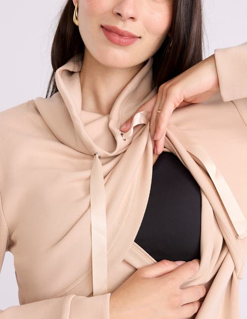 Motherhood Maternity Funnel Neck Pullover Nursing Sweatshirt In Neutral
