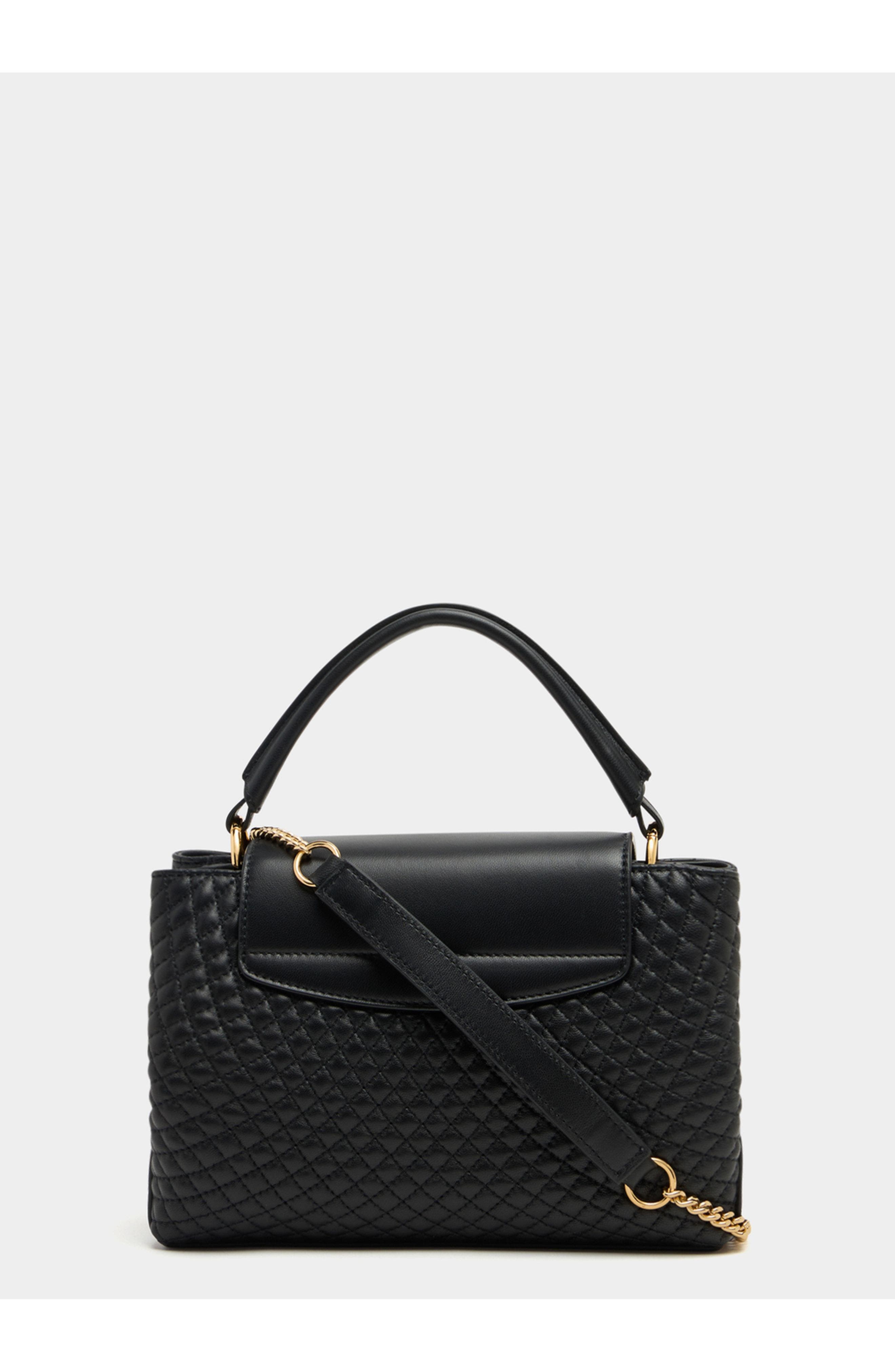 Bally Lock Me Small Top Handle Bag In Quilted Leather, Alternate, color, Black