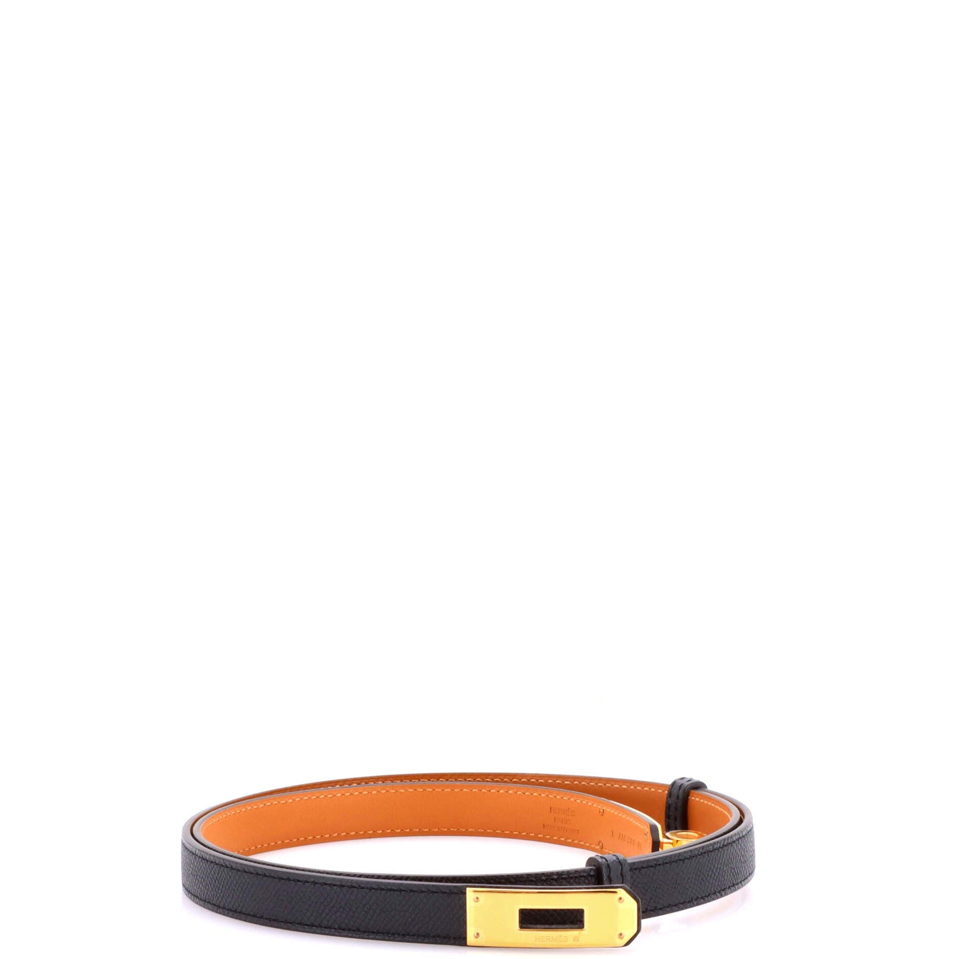 Pre-Owned Hermes Kelly Belt Leather Thin, Main, color, Black
