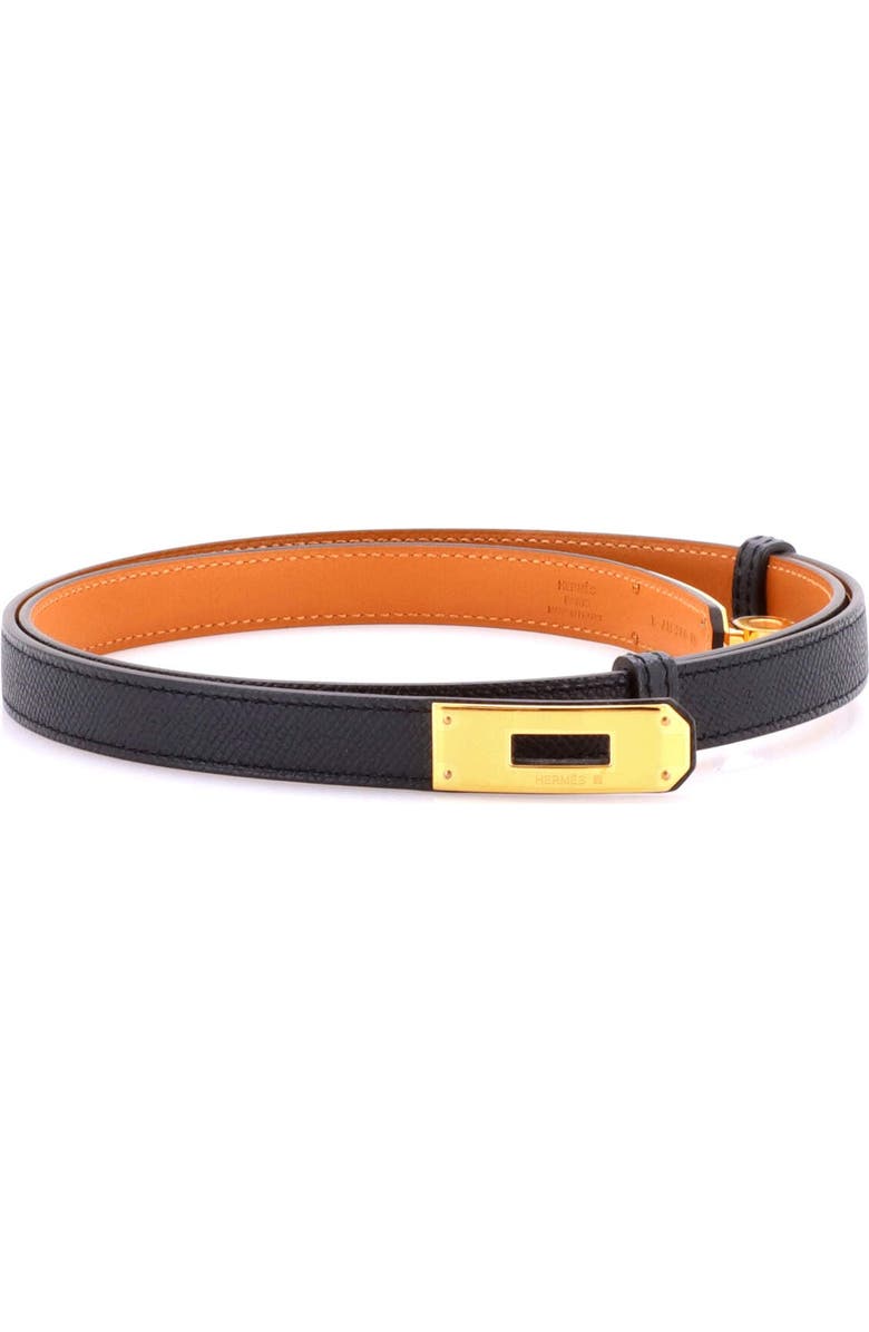 Pre-Owned Hermes Kelly Belt Leather Thin, Main, color, Black