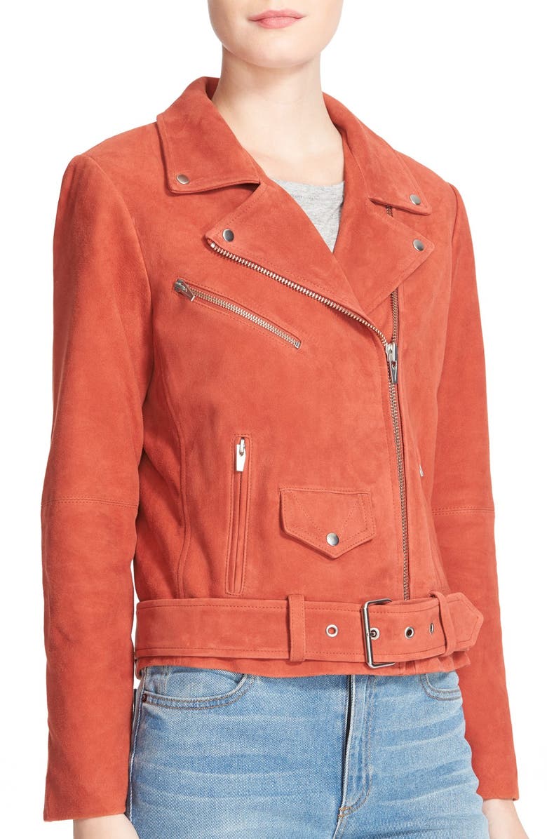 Veda 'Jayne' Suede Moto Jacket, Alternate, color, 