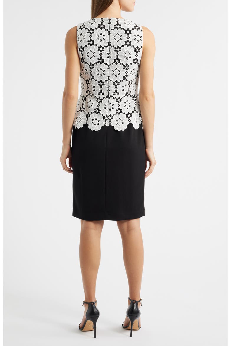Mixed Media Sheath Dress, Alternate, color, SHELL WHITE/ ANNE BLACK