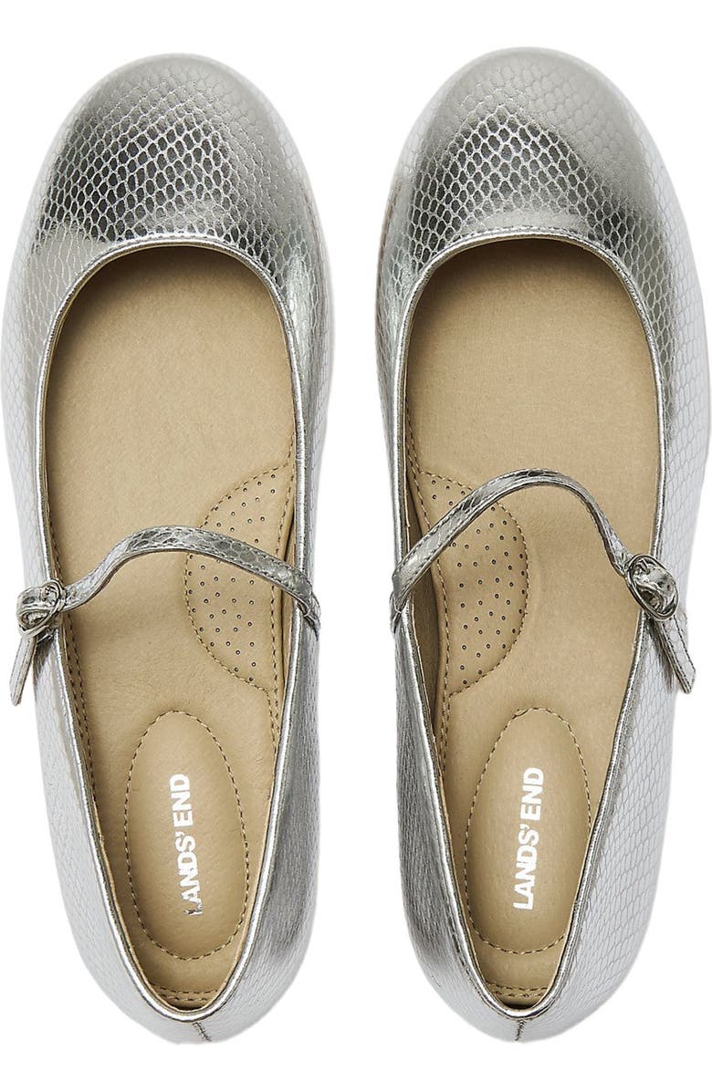 Lands' End Classic Metallic Mary Jane Flats, Alternate, color, Silver