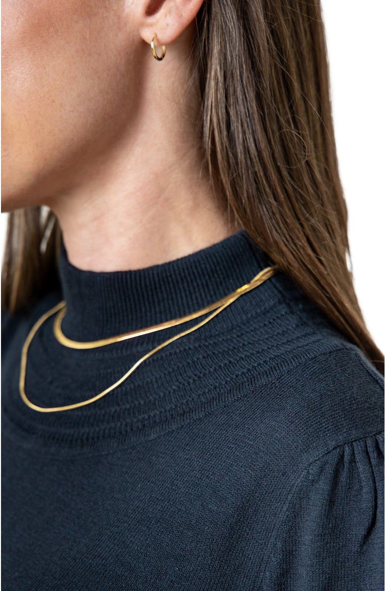 Hope & Henry Women's Mock Neck Puff Sleeve Sweater Dress, Alternate, color, Black