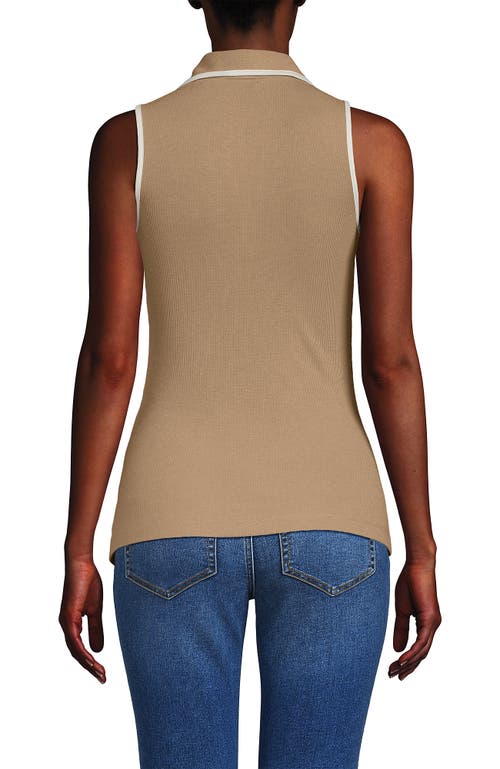 Lands' End Drapey Rib Sleeveless Johnny Collar Polo Shirt