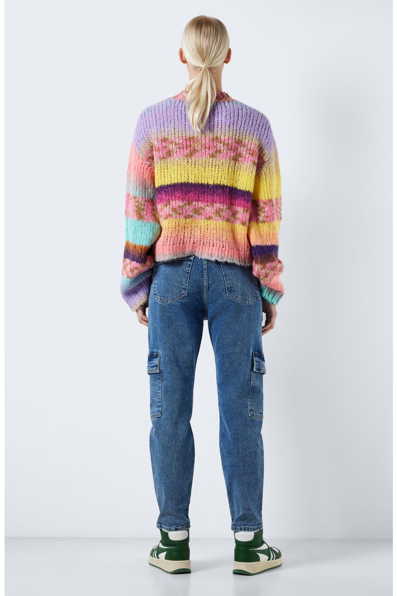 Dazy Pattern Mock Neck Sweater, Alternate, color, PURPLE ROSE DETAIL C