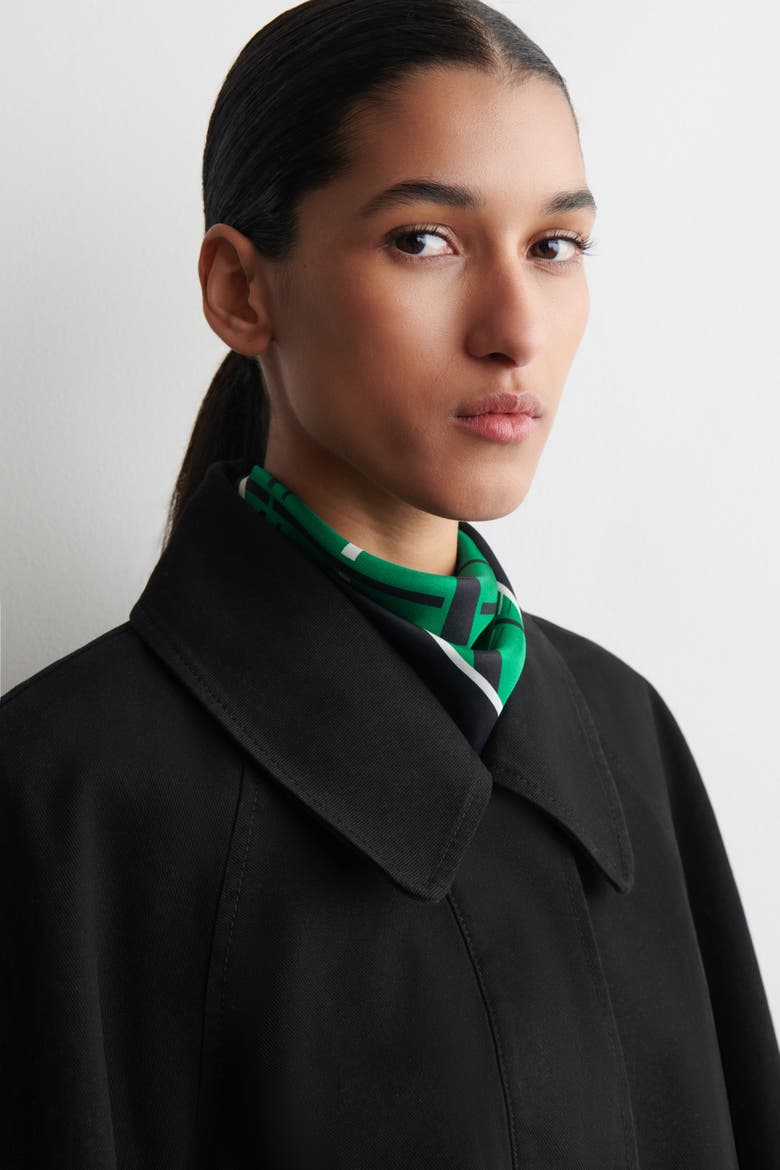 Rounded Cotton Blouson Jacket, Alternate, color, BLACK