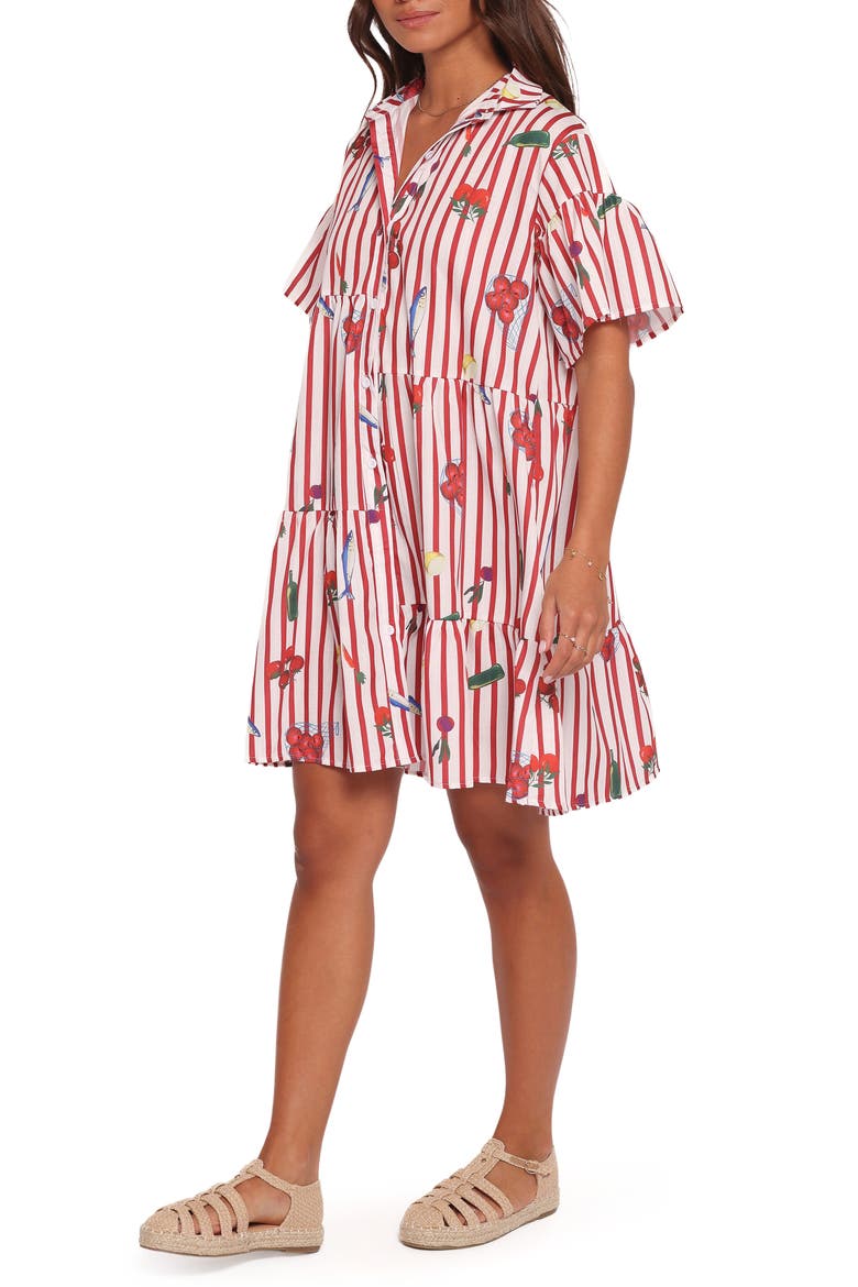 Peachy Tiered Shirtdress, Alternate, color, RED PICNIC STRIPE