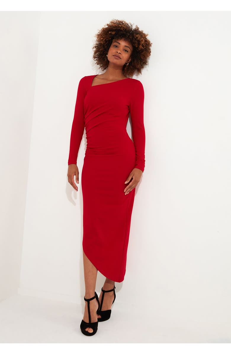 Joe Browns Asymmetrical Midi Dress, Alternate, color, Classic Red
