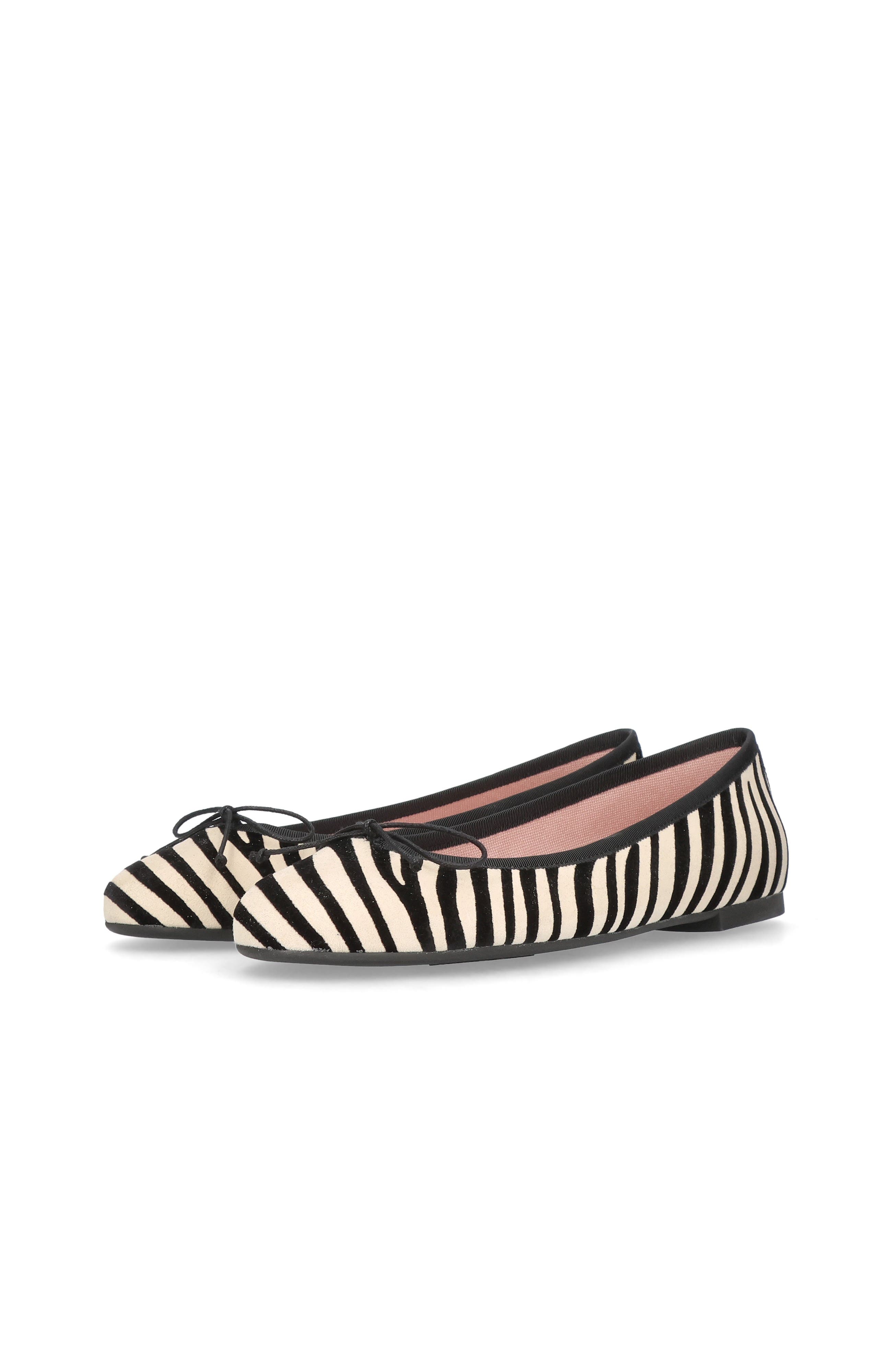Pretty Ballerinas Round Toe Zebra Ballet Flat, Alternate, color, White