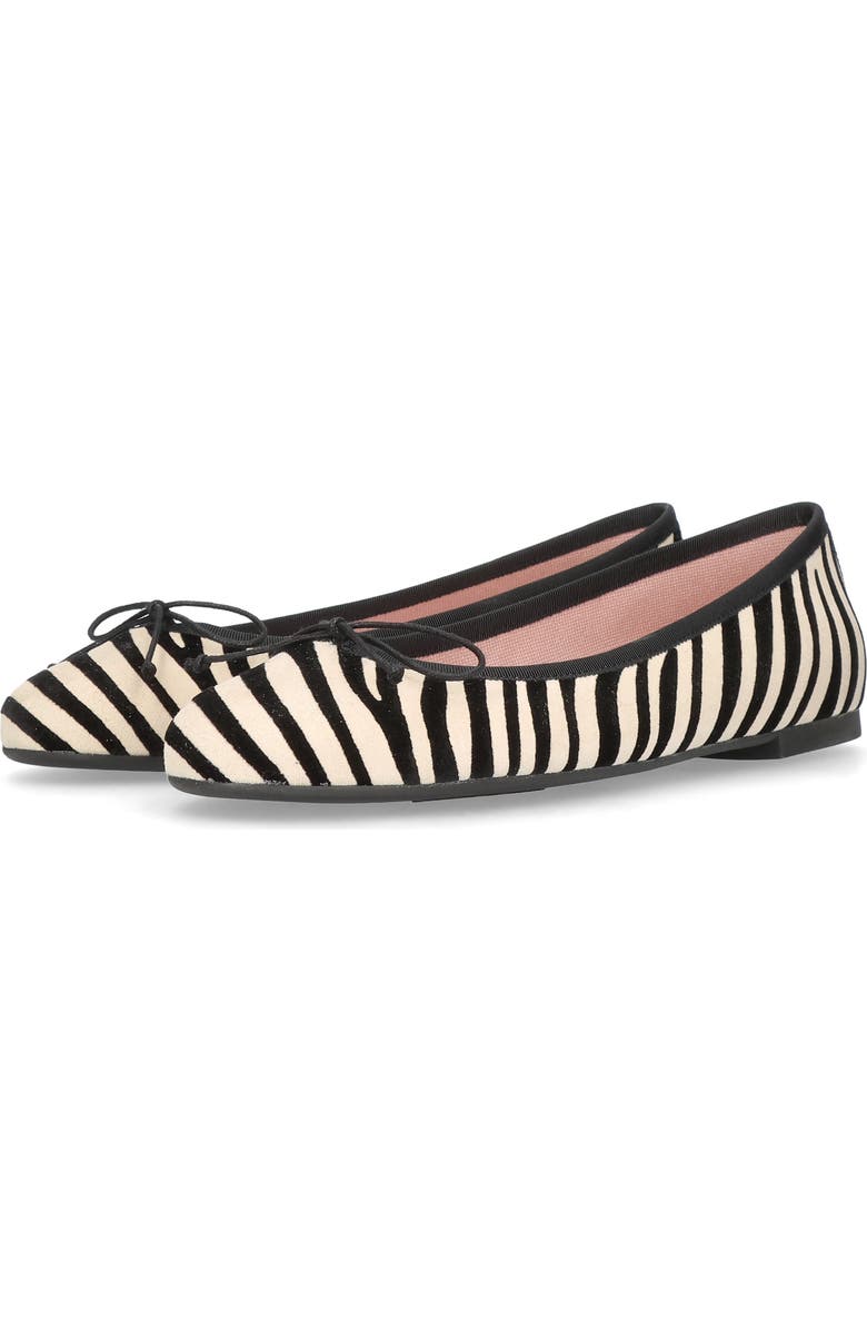 Pretty Ballerinas Round Toe Zebra Ballet Flat, Alternate, color, White