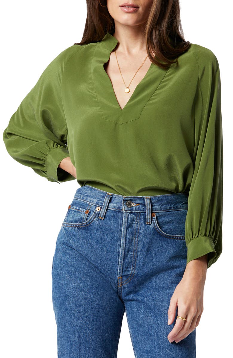 Joie Perci Split Neck Silk Blouse, Main, color,