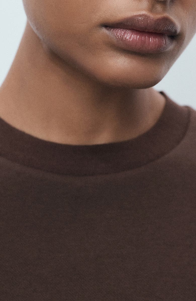 MANGO Boxy Cotton Blend T-Shirt, Alternate, color, Brown