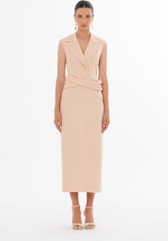 Gizia Pink Shoulder Padded Maxi Dress