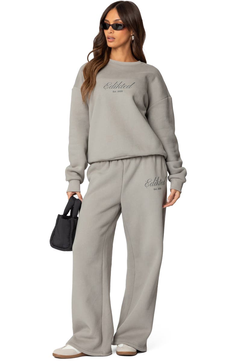 EDIKTED Get Edikted Wide Leg Sweatpants, Alternate, color, Gray