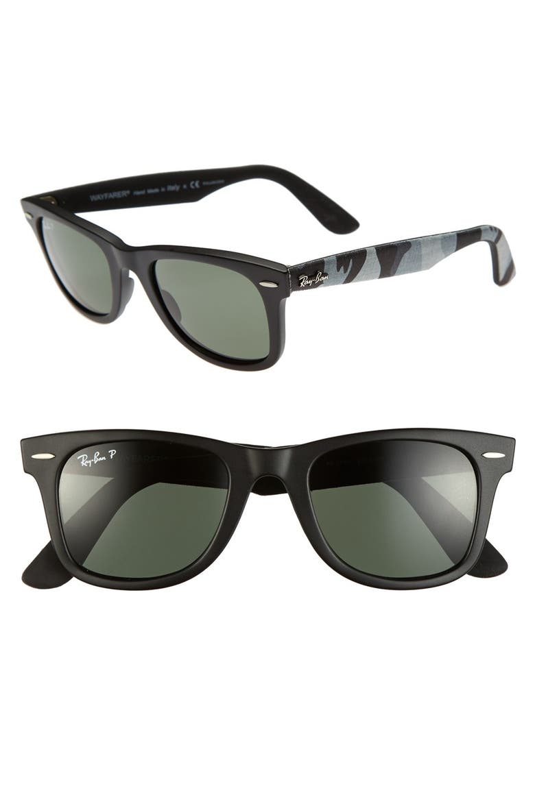 50mm Classic Wayfarer Polarized Sunglasses, Main, color, MATTE BLACK
