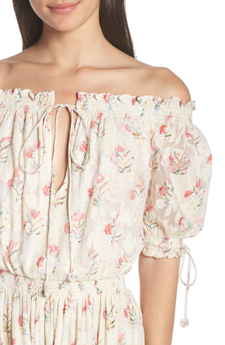 Hemant & Nandita Off the Shoulder Cover-Up Romper, Alternate, color, 