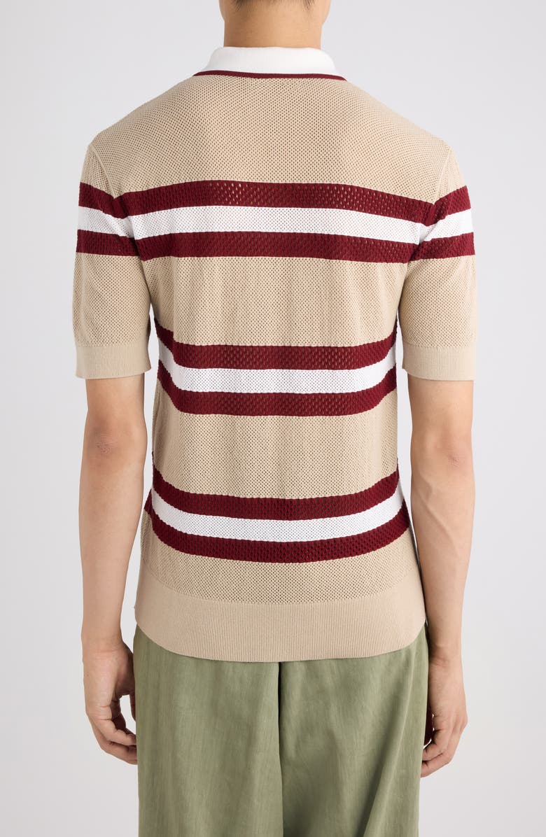 Dries Van Noten Mercy Stripe Polo Sweater, Alternate, color, Beige