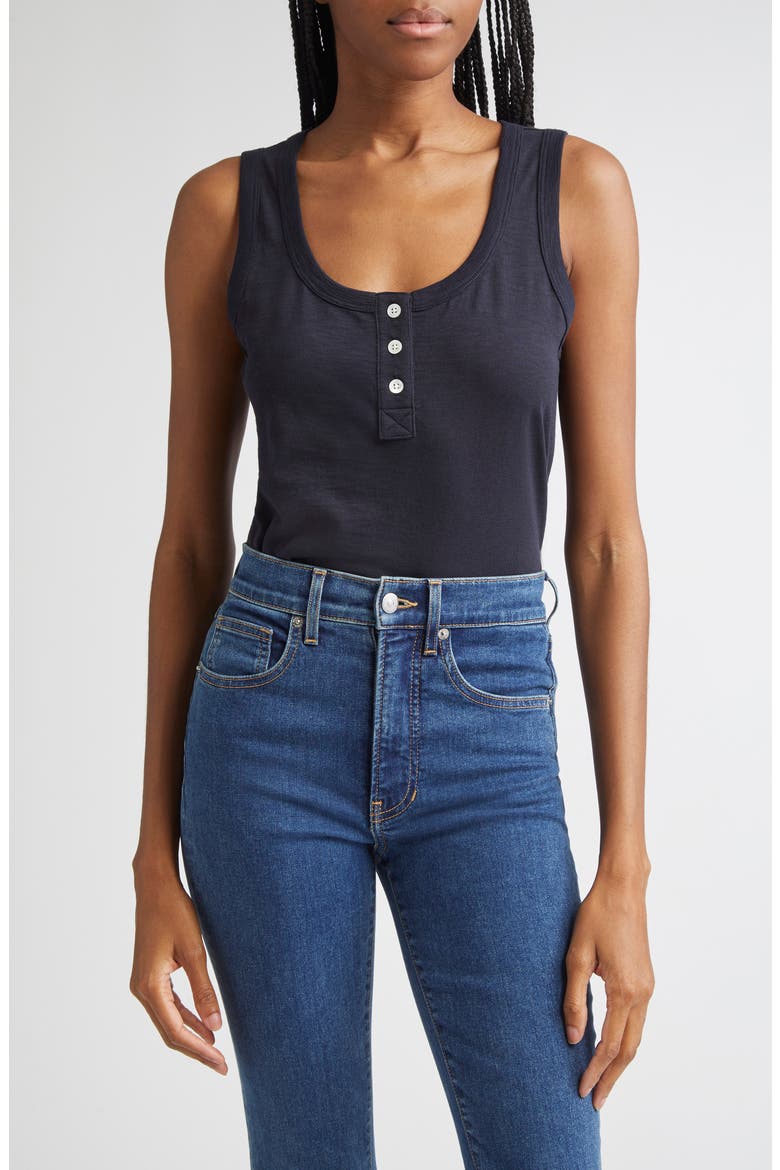 Harrison Cotton Henley Tank, Main, color, NAVY