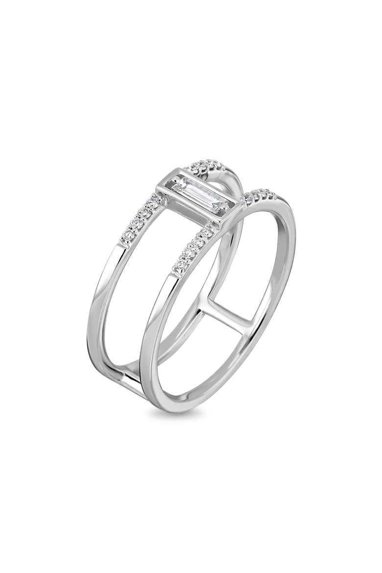 Gatsby 18k Gold Diamond Double Stackable Ring, Alternate, color, 18KW