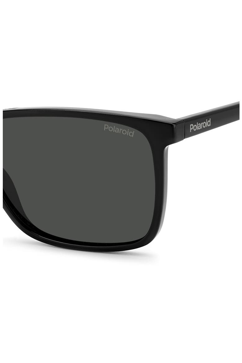 Kids' 58mm Polarized Rectangular Sunglasses, Alternate, color, BLACK/ GREY POLARIZED