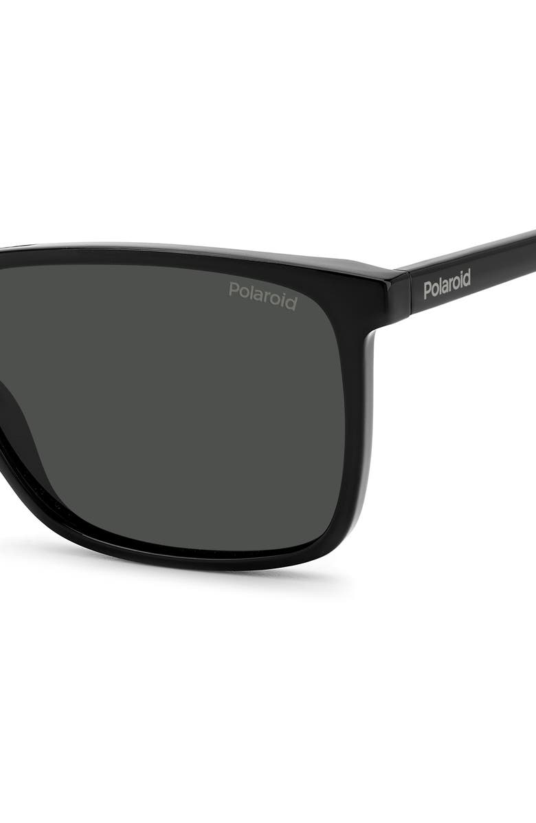 Polaroid Kids' 58mm Polarized Rectangular Sunglasses, Alternate, color, Black/ Grey Polarized
