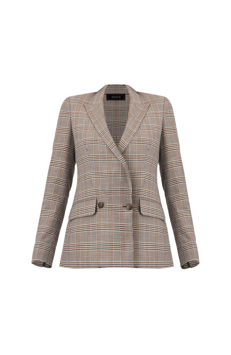 IVONNE Double-Breasted Prince of Wales Blazer, Alternate, color, 