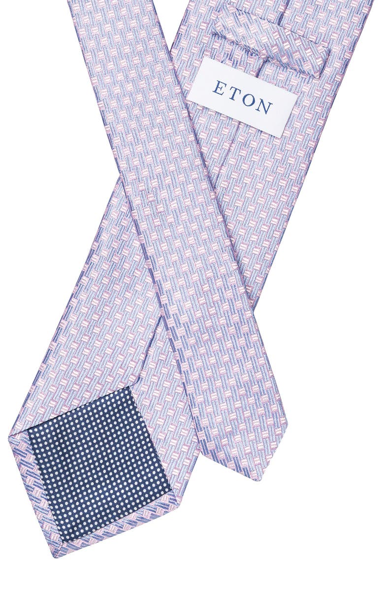 Eton Pink Geometric Pattern Silk Jacquard Tie, Alternate, color, Medium Pink
