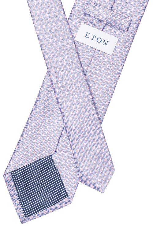 Eton Pink Geometric Pattern Silk Jacquard Tie In Medium Pink