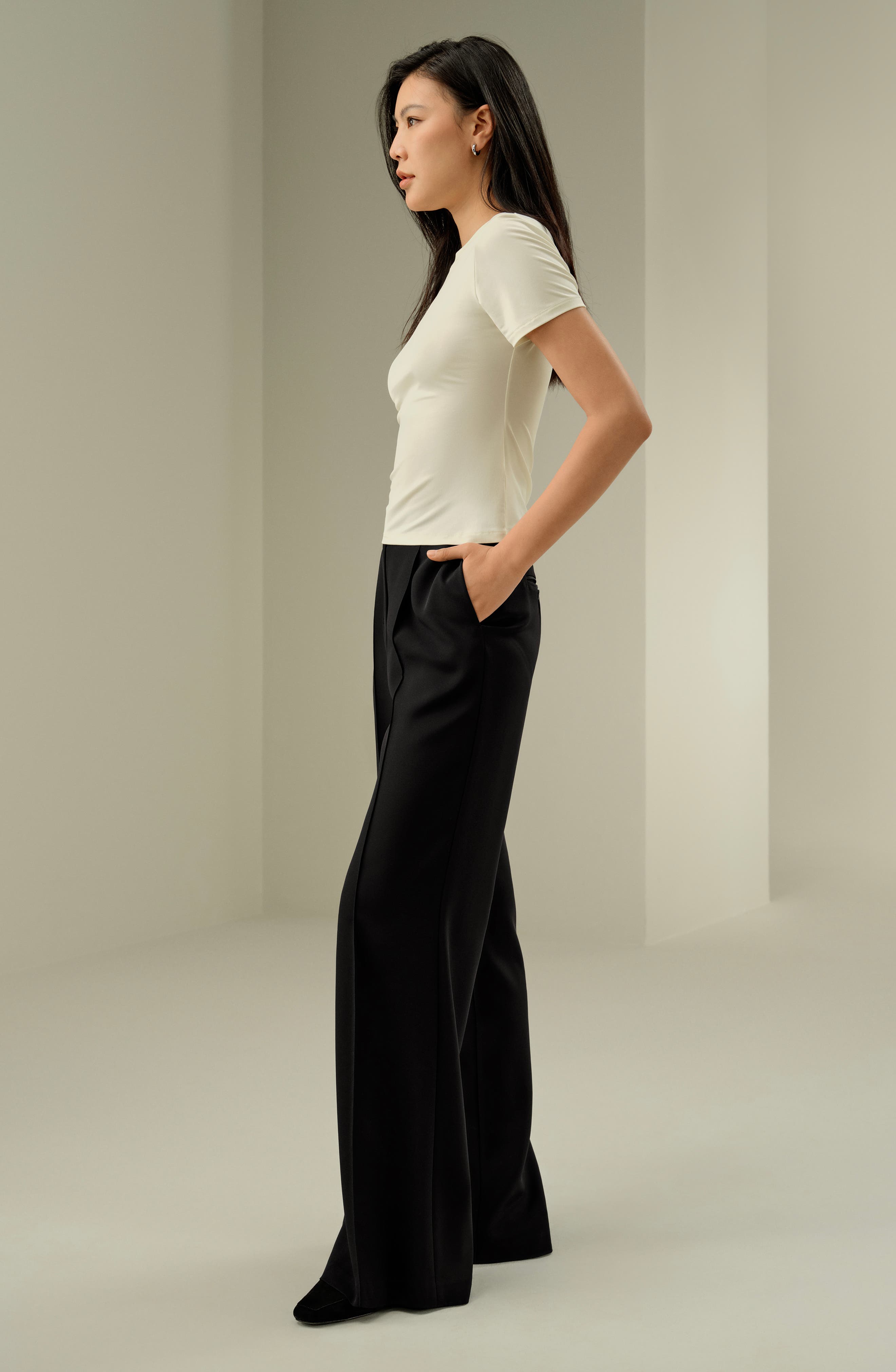 Slim Fitted Silk Jersey Tee - image 4