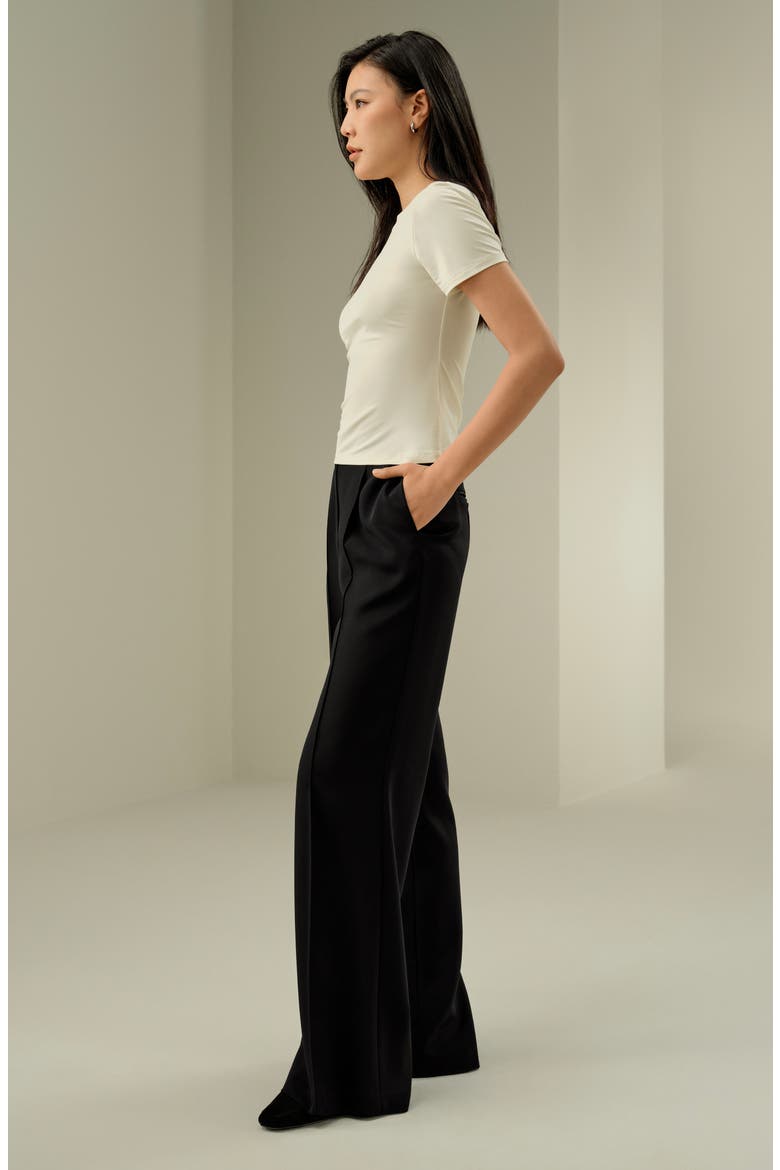 Women's Silk Jersey Slim Fitted Tee, Alternate, color, Lily White