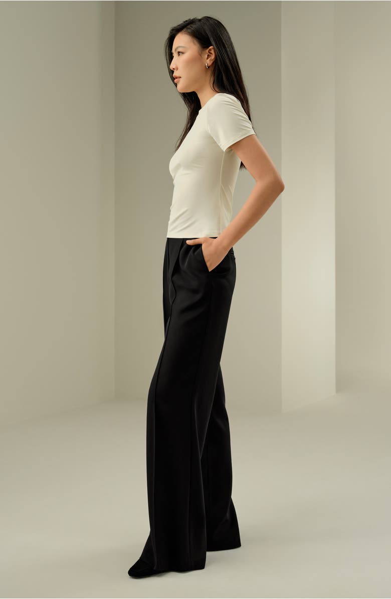 Lilysilk Slim Fitted Silk Jersey Tee, Alternate, color, Lily White