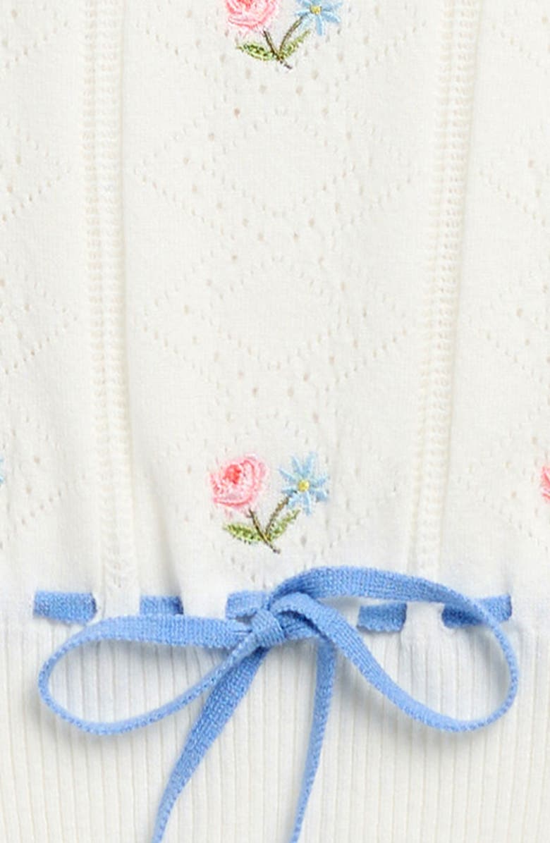 Cotton Emporium Embroidered Pointelle Knit Top, Alternate, color, White