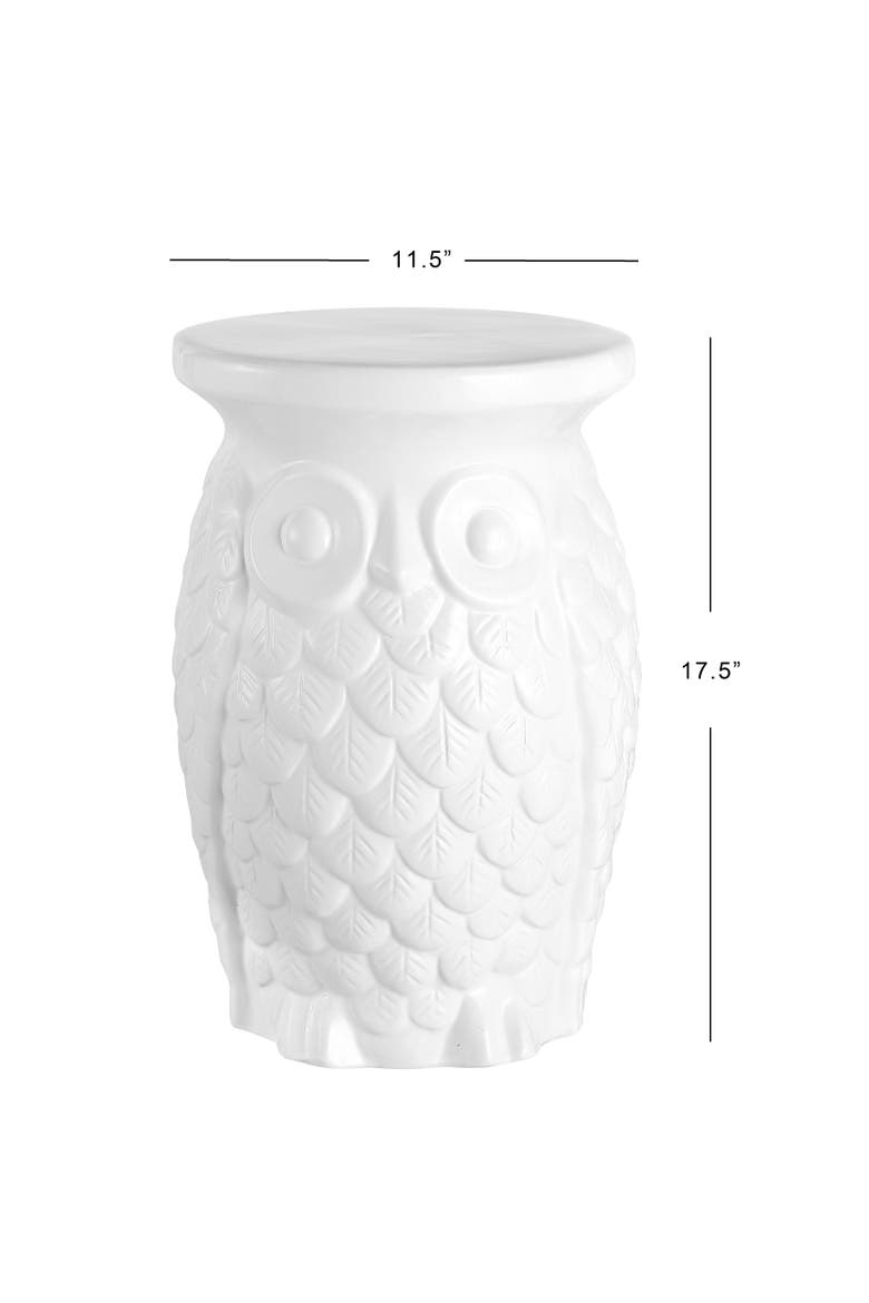 Groovy Owl Traditional Floral Chinoiserie Ceramic Drum Garden Stool, Pierced Indoor/Outdoor Patio Seat & Side Table, Alternate, color, White