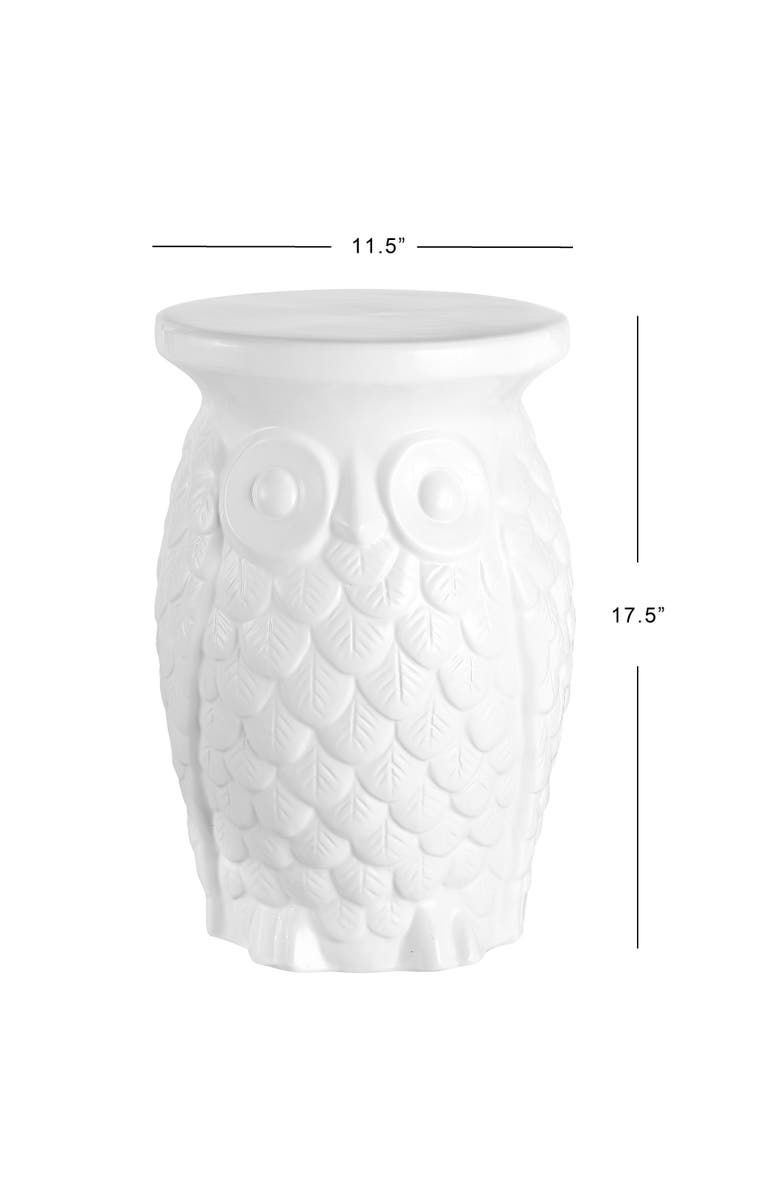 JONATHAN Y Groovy Owl 17.5" Ceramic Garden Stool, Alternate, color, White