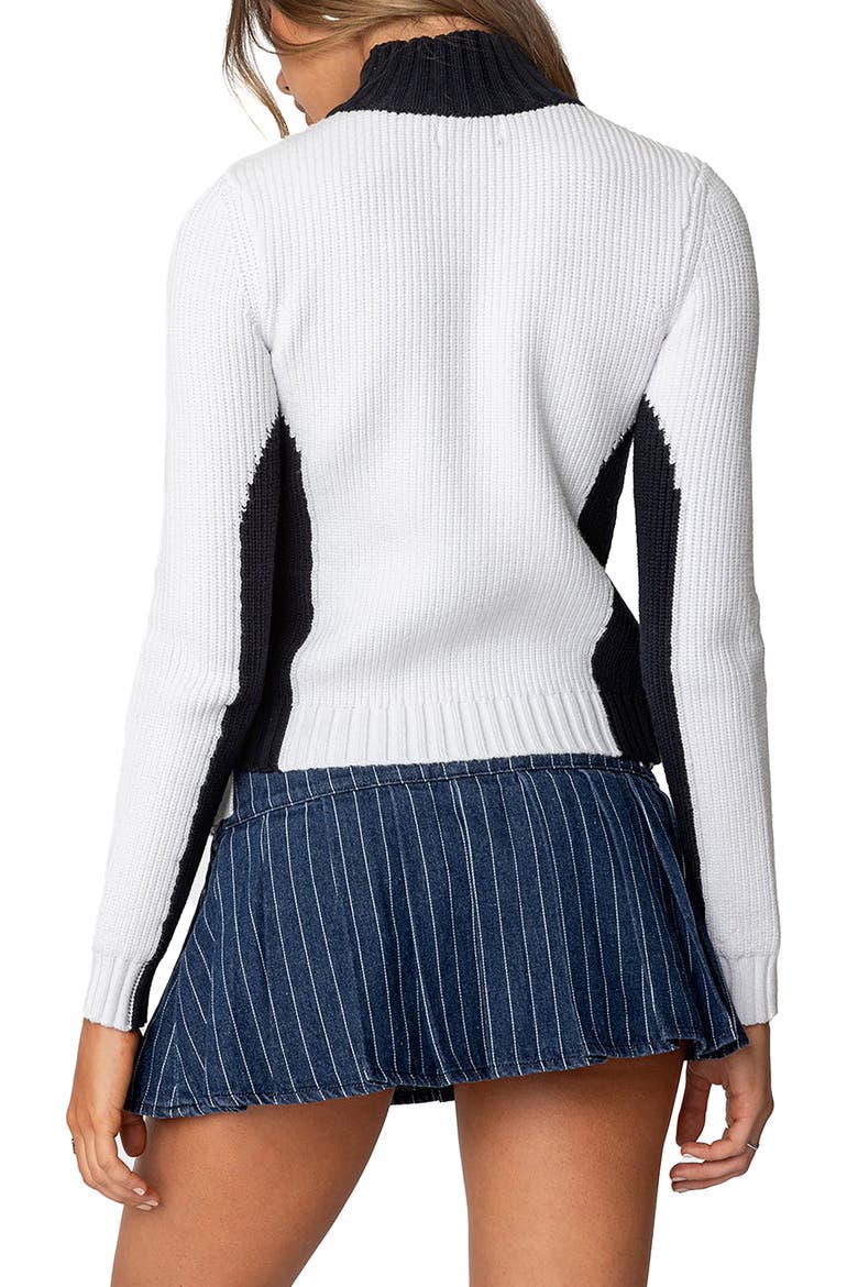 London High Neck Cardigan, Alternate, color, NAVY-AND-WHITE