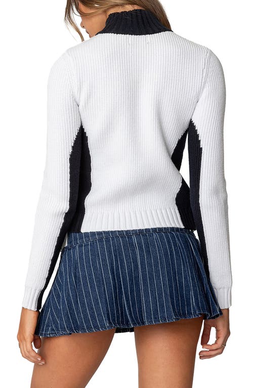 Edikted London High Neck Cardigan In Navy-and-white