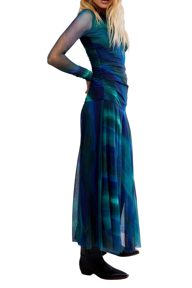 Sunnei Long Sleeve Mesh Dress, Alternate, color, DEEP OCEAN COMBO