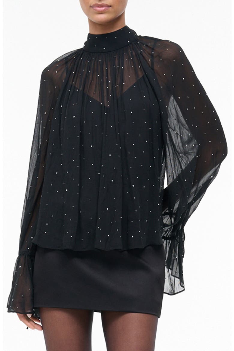 Roux Rhinestone Detail Top, Alternate, color, BLACK